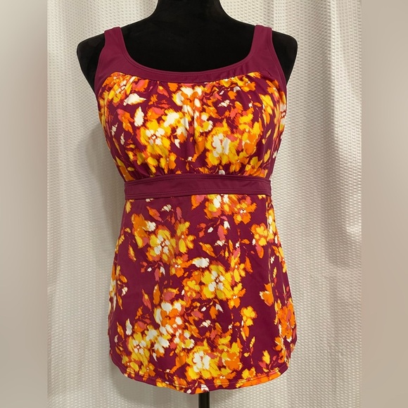 D & Co Beach Multicolor Floral Print Tankini Size 12 - Picture 8 of 8